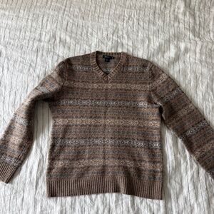 J Crew Size Medium Men’s 100% Lambswool Fair Isle Sweater Grey